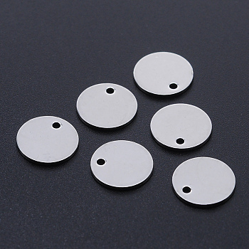 201 Stainless Steel Laser Cut Charms, Blank Stamping Tag, Flat Round, Stainless Steel Color, 12x1mm, Hole: 1.4mm