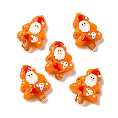 Dark Orange Christmas Tree Lampwork Beads