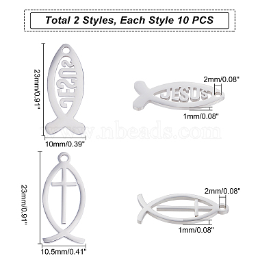 unicraftale 20pcs 2 style 201 pendentifs en acier inoxydable(STAS-UN0028-41)-5