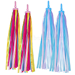 2 Pairs 2 Colors Kids Plastic Tassel Ribbon, Children Scooter Handlebar Bicycle Grips Ribbon, Mixed Color, 280~285x23.5mm, 1 pair/color (AJEW-CN0006-57)