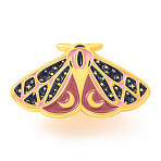 Alloy Enamel Brooches, Enamel Pin, with Butterfly Clutches, Butterfly, Golden, Black, 15.5x27.5x9.5mm(JEWB-P006-B04)