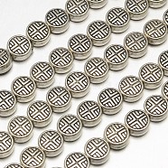 Tibetan Style Flat Round Alloy Bead Strands, Lead Free & Nickel Free & Cadmium Free, Antique Silver, 6.3x3.5mm, Hole: 1mm, about 33pcs/strand, 8 inch(X-TIBEB-O007-09-NR)