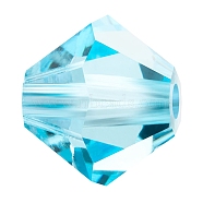 Preciosa&reg Crystal Beads, Czech Crystal, Bicone(451 69 302 Rondelle), 60010 Aqua Bohemica, 5mm, Hole: 1mm(X-PRC-BA5-60010)