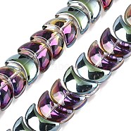 Electroplate Glass Beads Strands, Moon, Medium Orchid, 9x14x7mm, Hole: 0.9mm, about 99~101pcs/strand, 35.08~36.36''(89.1~90.9cm)(EGLA-T021-07J)