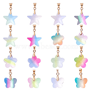 CHGCRAFT 18Pcs 3 Styles Rainbow K9 Glass Pendants, with Brass Findings, Faceted, Golden, Mixed Color, 6pcs/style(GLAA-CA0001-10G)
