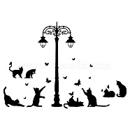 PVC Wall Stickers, for Wall Decoration, Street Lamp, Cat Pattern, 300x720mm(DIY-WH0377-116)