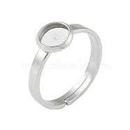 Non-Tarnish 304 Stainless Steel Adjustable Ring Components, Bezel Cup Ring Settings, Round, Stainless Steel Color, Inner Diameter: 17mm, Tray: 6mm(STAS-Z064-07P-01)