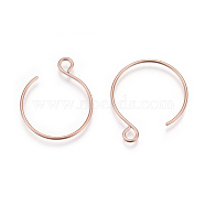 Ion Plating(IP) 304 Stainless Steel Earring Hooks, with Horizontal Loop, Rose Gold, 22x18mm, Hole: 2.5mm, 20 Gauge, Pin: 0.8mm(STAS-L216-02A-RG)