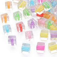 Transparent Acrylic Beads, Cube, Mixed Color, 7x7x7mm, Hole: 2mm(X-TACR-S117-12)