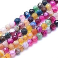 Natural Agate Beads, Dyed, Faceted Round, Mixed Color, 6mm, Hole: 1mm, about 61pcs/strand, 14.3 inch(36.5cm)(X-G-J371-06-6mm)