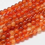 Round Natural Red Agate Bead Strands, Dyed & Heated, 6mm, Hole: 1.2mm, about 62pcs/strand, 14.9 inch(X-G-M257-6mm-26)