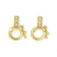 Brass Micro Pave Clear Cubic Zirconia Twister Clasps, Long-Lasting Plated, Rack Plating, Golden, 14x10x5mm, Hole: 4x2.5mm(KK-H202-18G)