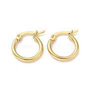 Vacuum Plating 201 Stainless Steel Hoop Earrings for Women, with 304 Stainless Steel Pins, Real 18K Gold Plated, 15x2mm, Pin: 0.6mm(EJEW-G260-02E-G)