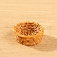 Resin Bamboo Rattan Miniature Basket Ornaments, Micro Landscape Home Dollhouse Accessories, Pretending Prop Decorations, Sandy Brown, 27x10mm(PW-WG81F97-06)