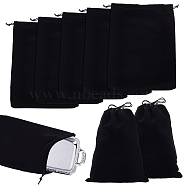 Velvet Packing Pouches, Drawstring Bags, Rectangle, Black, 30x20cm(TP-WH0015-05A)