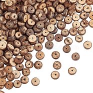 Natural Coconut Shell Rondelle Bead Strands, Coconut Brown, 8x2.5~5mm, Hole: 1mm, about 107pcs/strand, 16.1 inch, 4strands/bag(COCB-OC0001-001B)