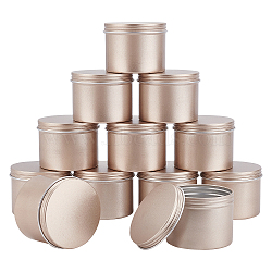 100ML Round Aluminium Tin Cans, Aluminium Jar, Storage Containers for Cosmetic, Candles, Candies, with Screw Top Lid, Matte Gold Color, 6.85x5.1cm, Capacity: 100ml(3.38 fl. oz), 12pcs/box(CON-NB0001-50MG)