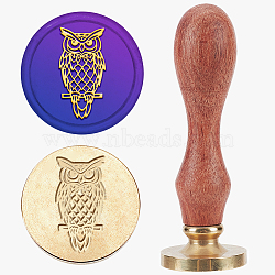 Wax Seal Stamp Set, Sealing Wax Stamp Solid Brass Head,  Wood Handle Retro Brass Stamp Kit Removable, for Envelopes Invitations, Gift Card, Owl, 83x22mm, Stamps: 25x14.5mm(AJEW-WH0208-1226)