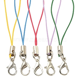 50Pcs 5 Colors Polyester Cord Mobile Straps, with Platinum Plated Alloy Findings, Mixed Color, 6.5~7cm, 10pcs/color(MOBA-YW0001-03)