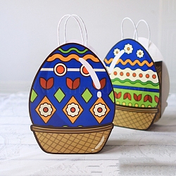 Easter Egg Shaped Paper Candy Packaging Bags with Handle, Rhombus, 28.3x21x1cm(PW-WG11965-06)