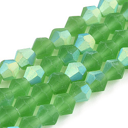 Imitate Austrian Crystal Bicone Frosted Glass Beads Strands, Grade AA, Faceted, Lime Green, 3.5~3.8x3mm, Hole: 0.8mm, about 113~115pcs/strand, 36~36.5cm(GLAA-F029-TM3mm-A03)