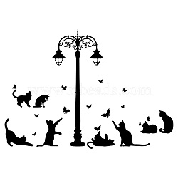 PVC Wall Stickers, for Wall Decoration, Street Lamp, Cat Pattern, 300x720mm(DIY-WH0377-116)
