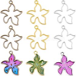 Olycraft 60Pcs 3 Colors Alloy Open Back Bezel Pendants, For DIY UV Resin, Epoxy Resin, Pressed Flower Jewelry, Starfish, Mixed Color, 28x22mm, 20pcs/color(FIND-OC0001-63)