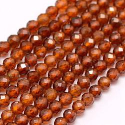 Natural Garnet Beads Strands, Faceted, Round, 3~3.5mm, Hole: 0.5mm, about 120pcs/strand, 15.7 inch(40cm)(G-F509-13-3mm)