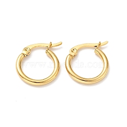Vacuum Plating 201 Stainless Steel Hoop Earrings for Women, with 304 Stainless Steel Pins, Real 18K Gold Plated, 15x2mm, Pin: 0.6mm(EJEW-G260-02E-G)