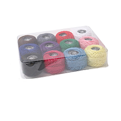 Cotton Sewing Machine Embroidery Threads, Mixed Color, 175x133x35mm, 12pcs/set(PW-WG39F30-02)