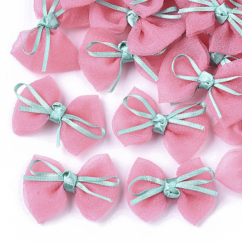 Handmade Woven Costume Accessories, Bowknot & Hair Bows, Pearl Pink, 35~40x44.5~48x12~14mm