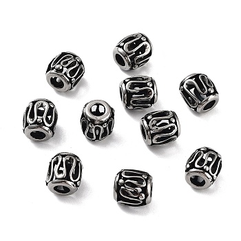 316 Surgical Stainless Steel Beads, Barrel, Antique Silver, 9.6x9mm, Hole: 4mm