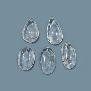 Natural Quartz Crystal Pendants, Rock Crystal Pendants, Mixed Shapes, 36~52x21~24.5x5.5~10.5mm, Hole: 1.8mm