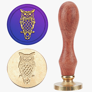 Wax Seal Stamp Set, Sealing Wax Stamp Solid Brass Head,  Wood Handle Retro Brass Stamp Kit Removable, for Envelopes Invitations, Gift Card, Owl, 83x22mm, Stamps: 25x14.5mm