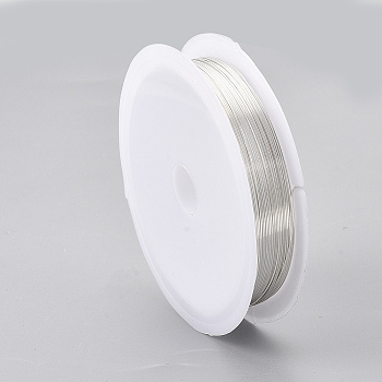 Round Copper Jewelry Wire, Long-Lasting Plated, Silver Color Plated, 22 Gauge, 0.6mm, about 16.4 Feet(5m)/roll