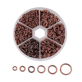 1 Box Open Jump Rings Brass Jump Rings, Nickel Free, Red Copper, 18~22 Gauge, 4~10x0.6~1mm, about 110g/box