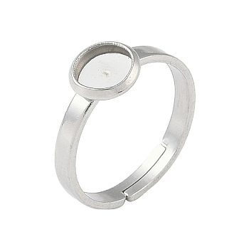 Non-Tarnish 304 Stainless Steel Adjustable Ring Components, Bezel Cup Ring Settings, Round, Stainless Steel Color, Inner Diameter: 17mm, Tray: 6mm