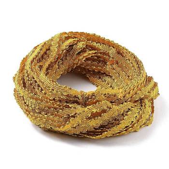 Filigree Corrugated Lace Ribbon, Wave Shape, for Clothing Accessories, Goldenrod, 3/8 inch(10mm), about 130m/bundle