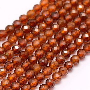Natural Garnet Beads Strands, Faceted, Round, 3~3.5mm, Hole: 0.5mm, about 120pcs/strand, 15.7 inch(40cm)
