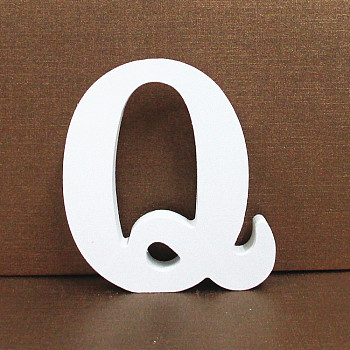 Letter Wooden Ornaments, for Home Wedding Decoration Shooting Props, Letter.Q, 100x100x15mm