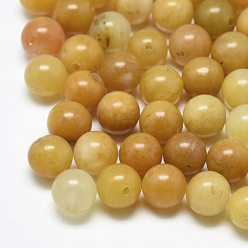 Natural Topaz Jade Beads, Half Drilled, Round, 10mm, Half Hole: 1.2mm