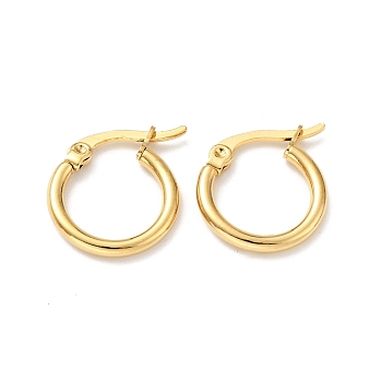 Vacuum Plating 201 Stainless Steel Hoop Earrings for Women, with 304 Stainless Steel Pins, Real 18K Gold Plated, 15x2mm, Pin: 0.6mm