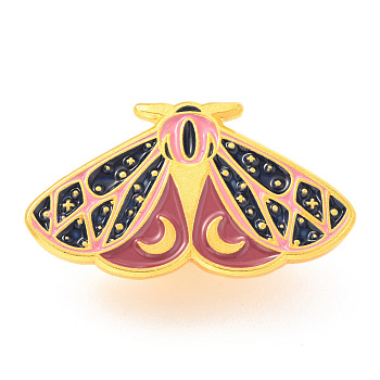 Alloy Enamel Brooches, Enamel Pin, with Butterfly Clutches, Butterfly, Golden, Black, 15.5x27.5x9.5mm