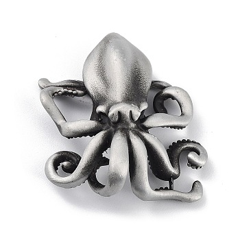 Tibetan Style Alloy Pendant, Frosted, Octopus, Antique Silver, 43x38x15mm, Hole: 15x10mm