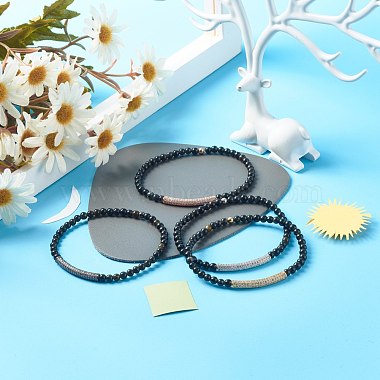 Energy Power Natural Obsidian Round Beads Stretch Bracelet for Men Women(BJEW-JB06798)-3