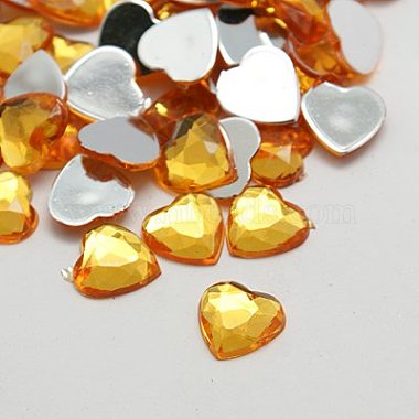 12mm Gold Heart Acrylic Rhinestone Cabochons