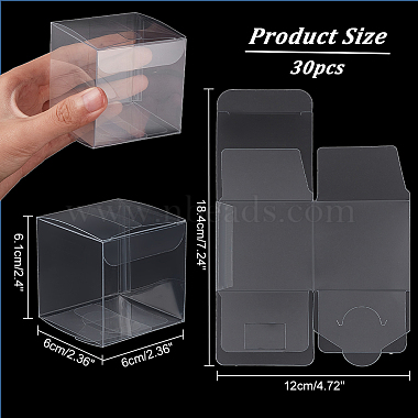 nbeads 30 pcs carré transparent en plastique pvc boîte emballage cadeau(CON-NB0002-17)-2