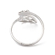 304 Stainless Steel Heart & Leaf Adjustable Ring for Women(RJEW-K245-35P)-2