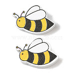 Printed Schima Wood Beads, Bees, Spray Paint, Yellow, 13x20x6.5mm, Hole: 2mm(WD-CBA91F0-04)