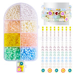 DIY 9 Style Glass & Resin & Polymer Clay Beads Jewelry Making Finding Kit, Rice & Round & Flat Round, Ice Cream Theme, Mixed Color, 4x1.5x2mm, Hole: 0.8mm(DIY-TAC0027-05)